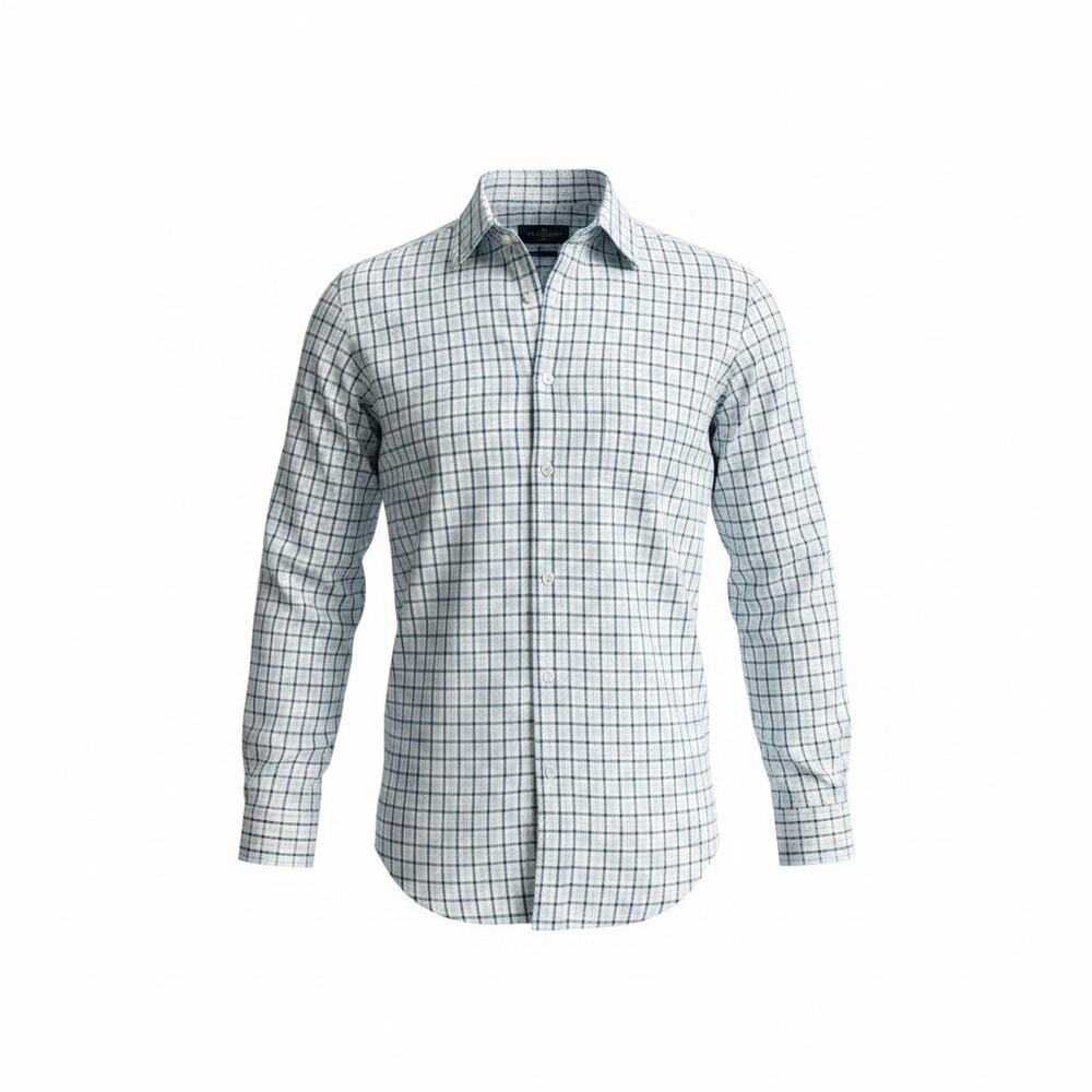 Peter Millar NanoLuxe Easy Care White Blue Plaid Button Down Men’s XXL